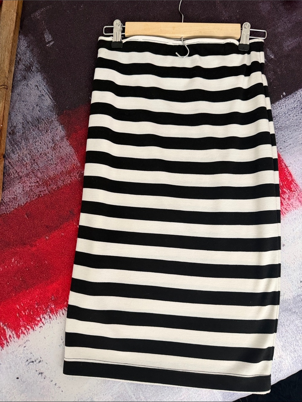 Source Unknown Black and White Striped Pencil Skirt
